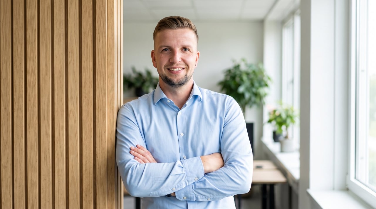 Sebastian Fortmann in seinem Büro in Kaisersesch